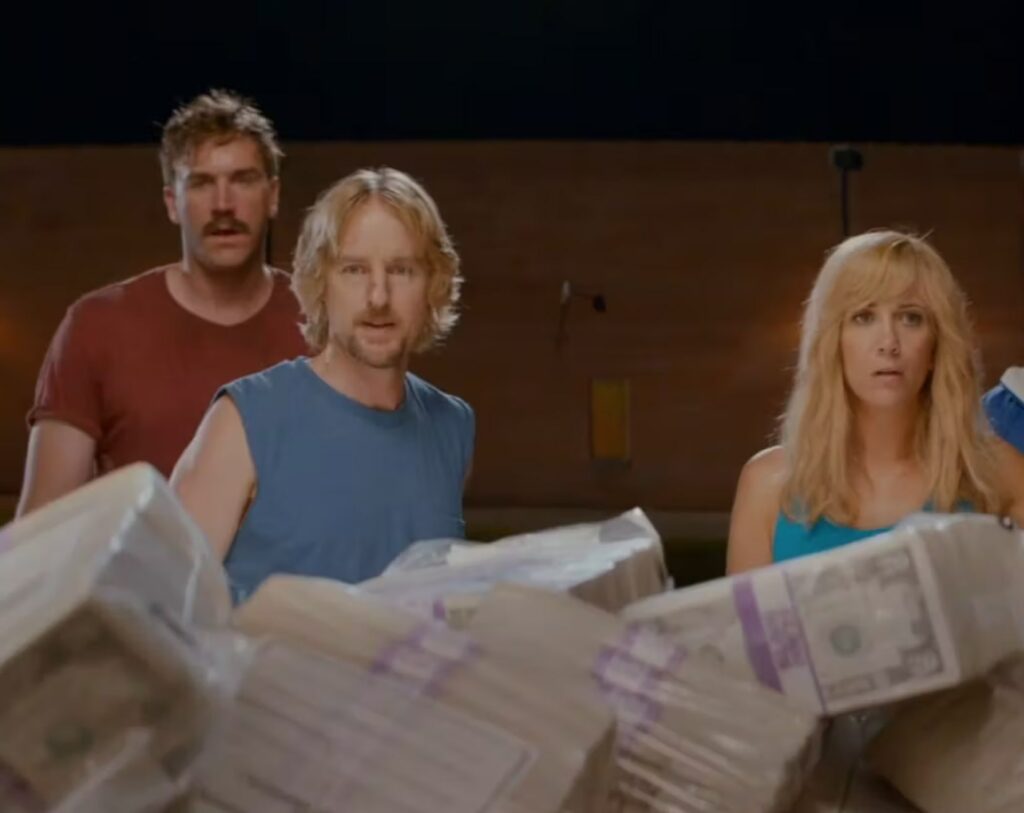 Ross Kimball with Own Wilson and Kristen Wiig in Masterminds